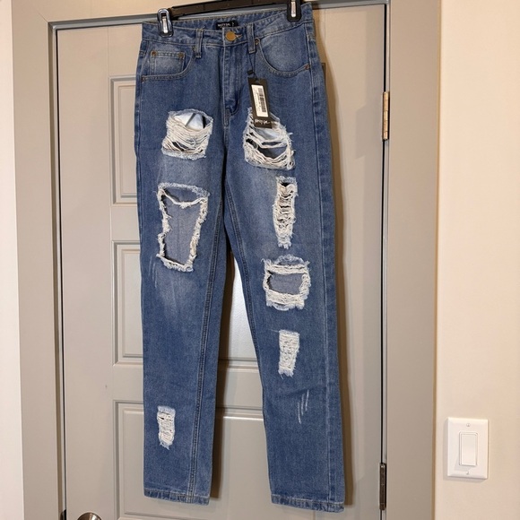 Nasty Gal Denim - NWT NASTY GAL | Distressed Blue Jeans High Rise Straight Leg Women’s Size 4